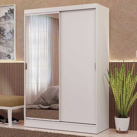 Closet Max Blanco 119x183cm con Un Espejo con Dos Cajones y con Tres Entrepaños - CLOSETS | Bylmo