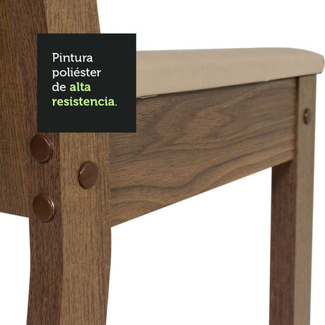 Comedor Rute Marron y Beige 104x76cm Cuadrado de 4 Puestos con 4 Sillas - COMEDORES | Bylmo