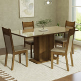 Comedor Greta Crema y Marron 160x80cm Cuadrado de 4 Puestos con 4 Sillas - COMEDORES | Bylmo