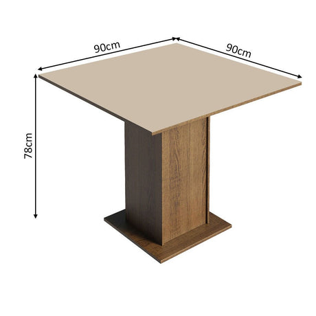 Comedor Samara Marron y Crema 90x78cm Cuadrado de 4 Puestos con 4 Sillas - COMEDORES | Bylmo