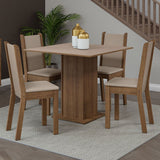 Comedor Briana Marron y Crema 90x78cm Cuadrado de 4 Puestos con 4 Sillas - COMEDORES | Bylmo