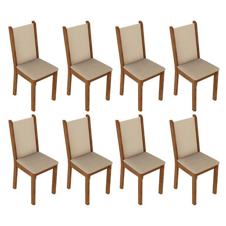 Comedor Marisa Marron y Crema 136x77cm Cuadrado de 8 Puestos con 8 Sillas - COMEDORES | Bylmo
