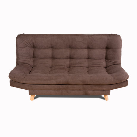 Sofá Cama Valencia Chocolate 180x85cm De Tres Puestos Antifluido con Patas y Dos Cojines Decorativos - SOFAS Y POLTRONAS | Bylmo