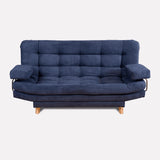 Combo Sofá Cama y Puff Valencia Azul 180x85cm De Tres Puestos Antifluido con Patas - SOFAS Y POLTRONAS | Bylmo