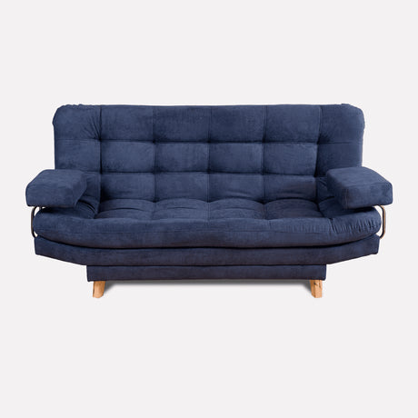 Combo Sofá Cama y Puff Valencia Azul 180x85cm De Tres Puestos Antifluido con Patas - SOFAS Y POLTRONAS | Bylmo