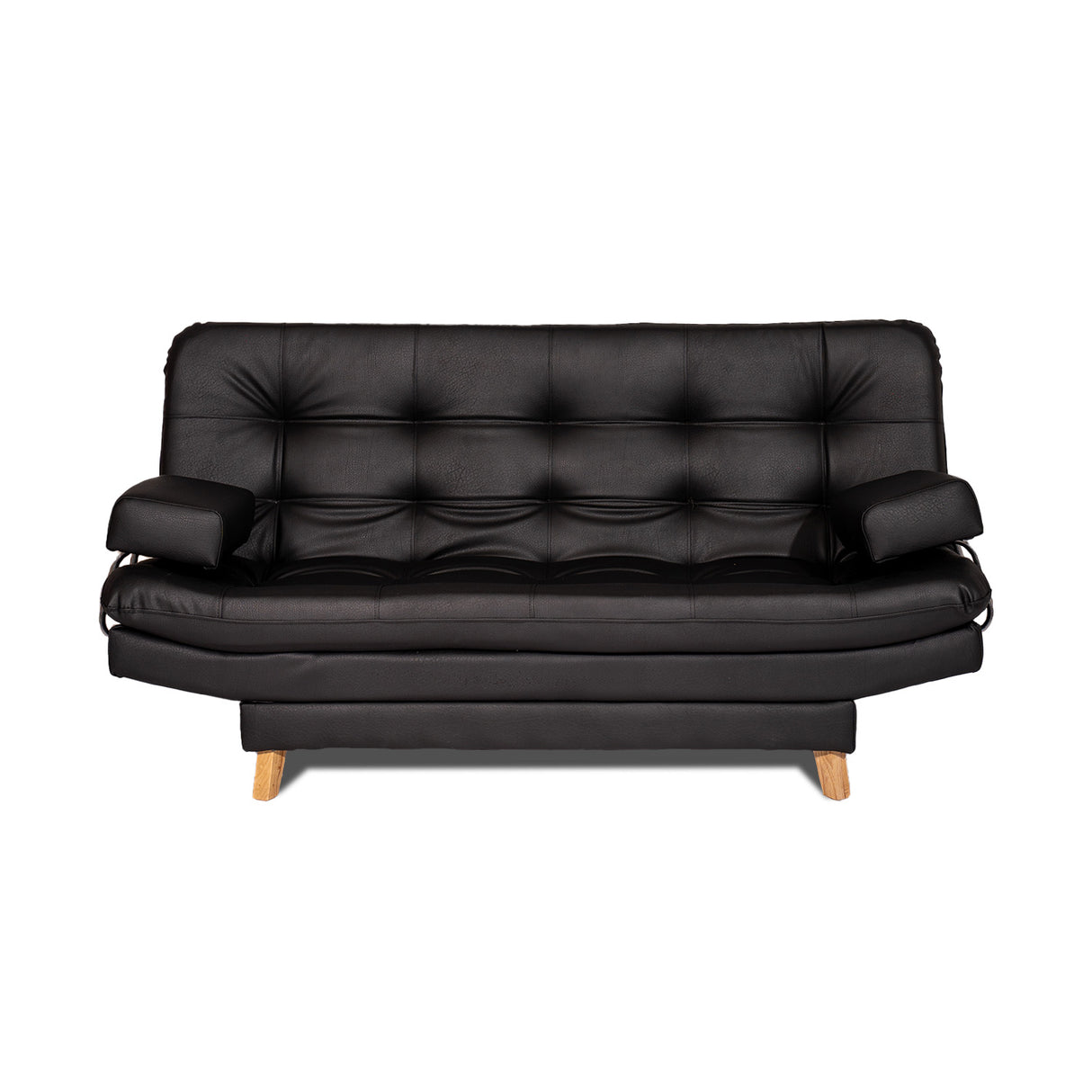 Sofá Cama Valencia Negro Sintético 180x85cm De Tres Puestos Antifluido con Patas - SOFAS Y POLTRONAS | Bylmo