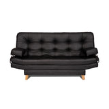 Sofá Cama Valencia Negro Sintético 180x85cm De Tres Puestos Antifluido con Patas - SOFAS Y POLTRONAS | Bylmo