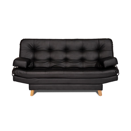 Sofá Cama Valencia Negro Sintético 180x85cm De Tres Puestos Antifluido con Patas - SOFAS Y POLTRONAS | Bylmo