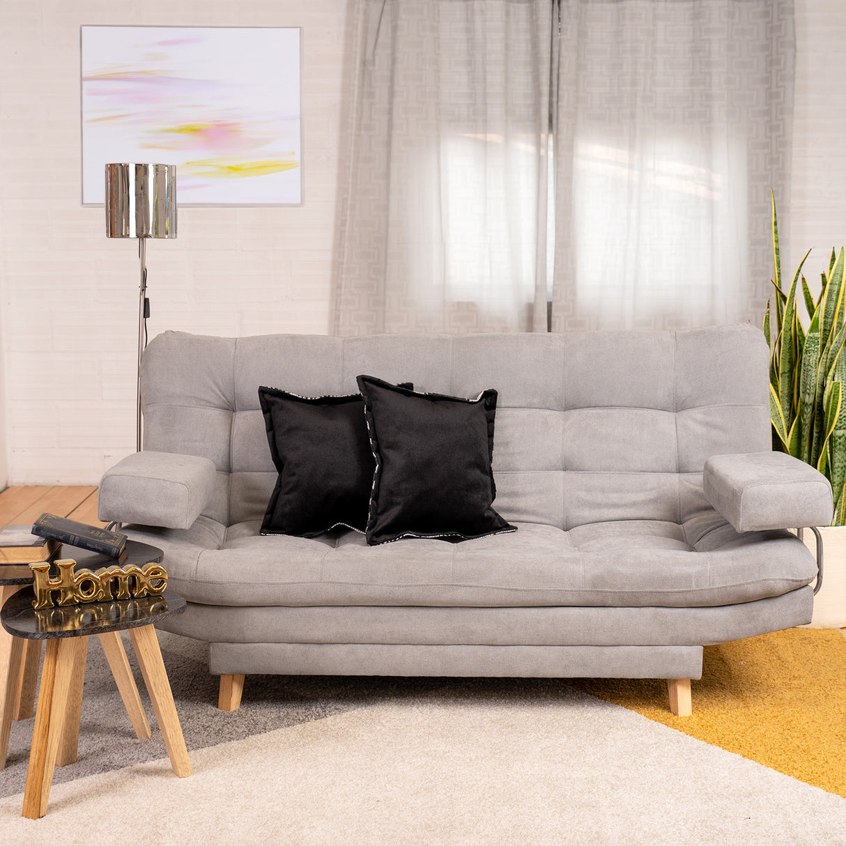 Sofá Cama Valencia Gris Claro 180x85cm De Tres Puestos Antifluido con Patas - SOFAS Y POLTRONAS | Bylmo