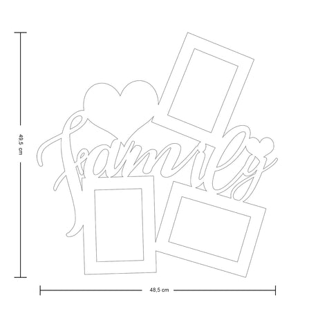 Cuadro Portarretrato Family Gris Claro 48.5x49.5cm sin Marco y con Vidrio Protector - PORTARRETRATOS | Bylmo