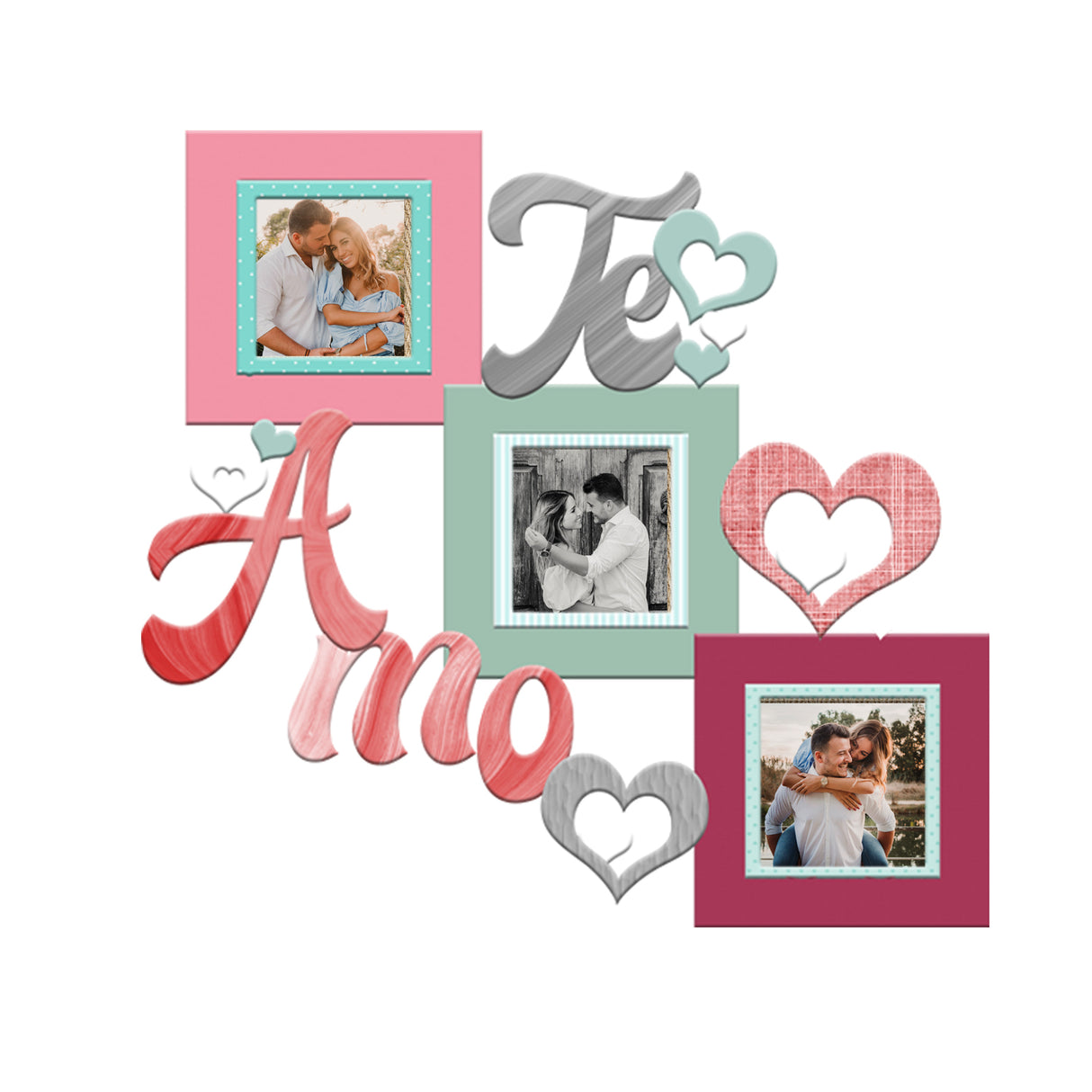 Cuadro Portarretrato Te Amo Multicolor 45.5x43cm sin Marco y con Vidrio Protector - PORTARRETRATOS | Bylmo