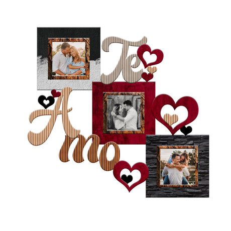Cuadro Portarretrato Te Amo Negro y Rojo 45.5x43cm sin Marco y con Vidrio Protector - PORTARRETRATOS | Bylmo