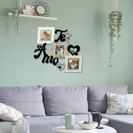 Cuadro Portarretrato Te Amo Verde 45.5x43cm sin Marco y con Vidrio Protector - PORTARRETRATOS | Bylmo