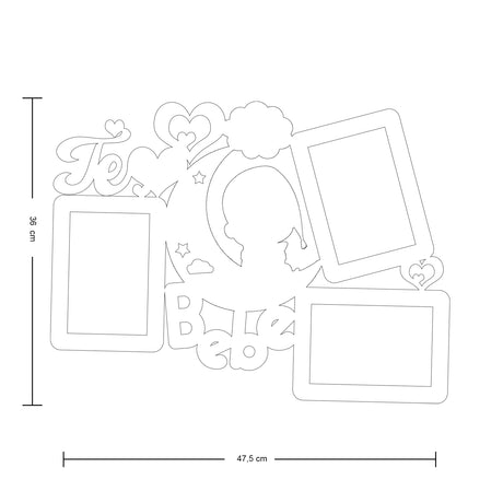 Cuadro Portarretrato Te Amo Bebé Blanco y Rosa 47.5x36cm sin Marco y con Vidrio Protector - PORTARRETRATOS | Bylmo