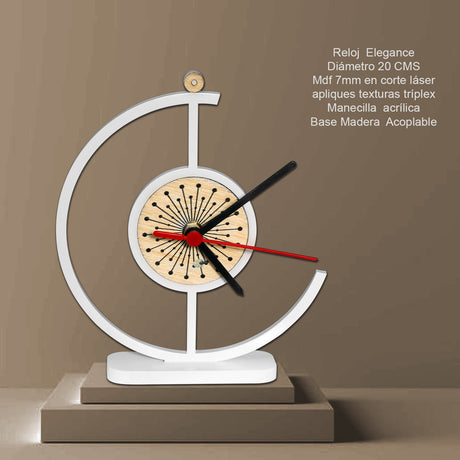 Set X 2 Relojes de Mesa Elegance Blanco 20x20cm Circular Analogo de Baterias - RELOJES | Bylmo