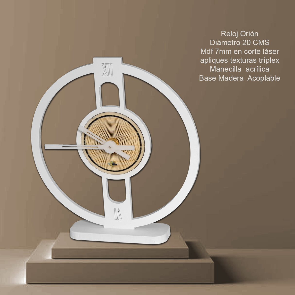 Set X 2 Relojes de Mesa Orion Blanco 20x20cm Circular Analogo de Baterias - RELOJES | Bylmo