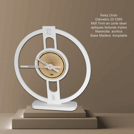 Set X 2 Relojes de Mesa Orion Blanco 20x20cm Circular Analogo de Baterias - RELOJES | Bylmo