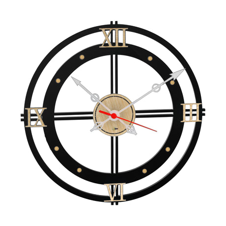 Set X 2 Relojes de Pared Memorial Elegance Negro 30x30cm Circular Analogo de Baterias - RELOJES | Bylmo