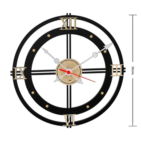 Set X 2 Relojes de Pared Memorial Elegance Negro 30x30cm Circular Analogo de Baterias - RELOJES | Bylmo