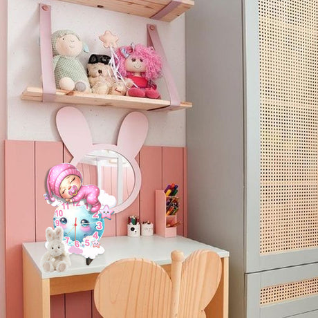 Reloj de Mesa Kids Rosa y Azul 28.6x36.4cm Irregular Analogo de Baterias - RELOJES | Bylmo