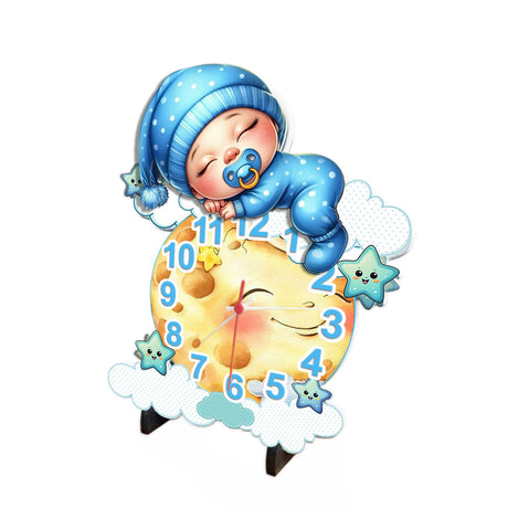 Reloj de Pared Kids Azul y Amarillo 28.6x36.4cm Irregular Analogo de Baterias - RELOJES | Bylmo