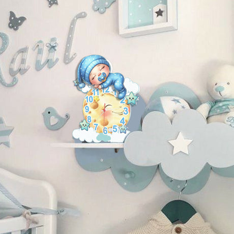 Reloj de Pared Kids Azul y Amarillo 28.6x36.4cm Irregular Analogo de Baterias - RELOJES | Bylmo