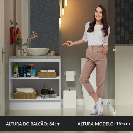 Mueble para Lavamanos Blanco 80x84cm Individual sin Lavamanos y sin Cajones - MUEBLES PARA LAVAMANOS | Bylmo