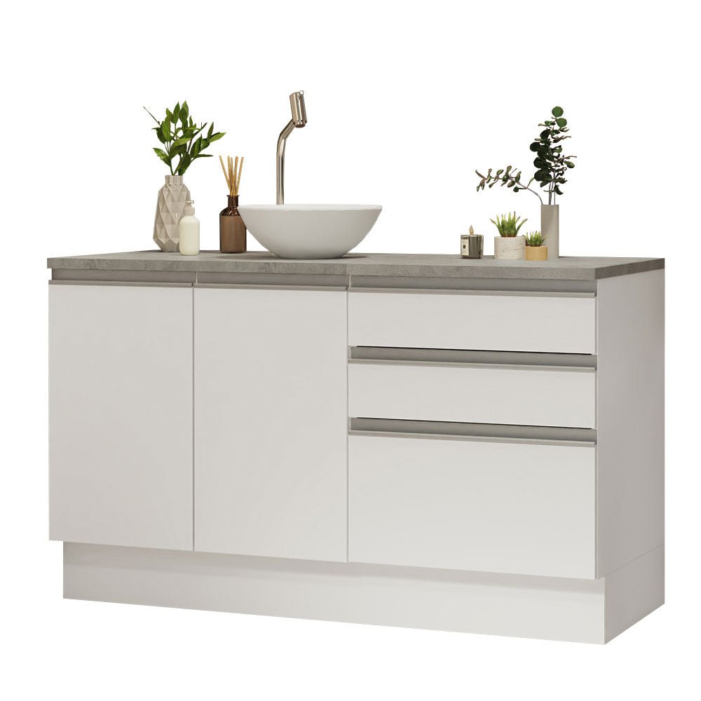 Mueble para Lavamanos Blanco 140x84cm Individual sin Lavamanos con Tres Cajones - MUEBLES PARA LAVAMANOS | Bylmo