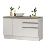 Mueble para Lavamanos Blanco 140x84cm Individual sin Lavamanos con Tres Cajones - MUEBLES PARA LAVAMANOS | Bylmo
