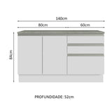 Mueble para Lavamanos Blanco 140x84cm Individual sin Lavamanos con Tres Cajones - MUEBLES PARA LAVAMANOS | Bylmo