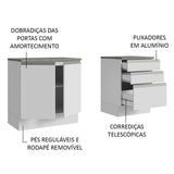 Mueble para Lavamanos Blanco 140x84cm Individual sin Lavamanos con Tres Cajones - MUEBLES PARA LAVAMANOS | Bylmo