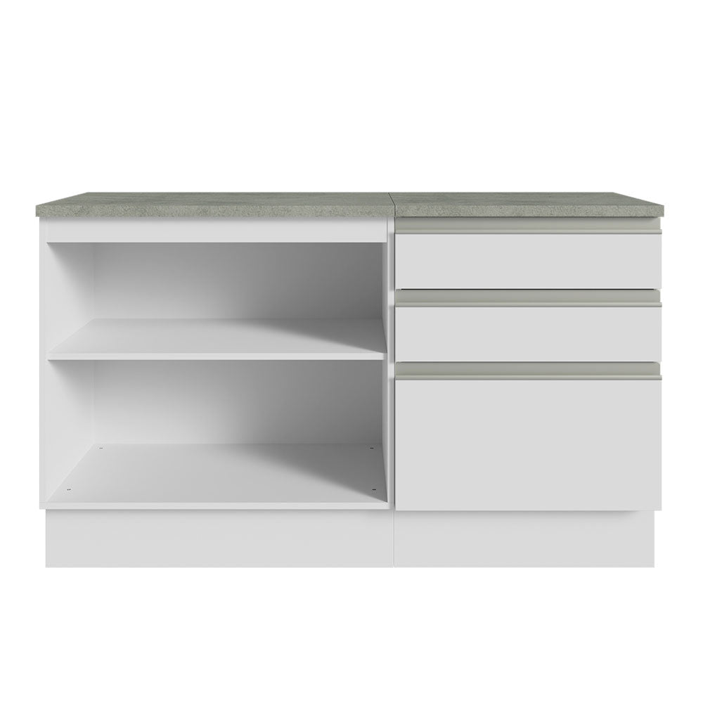 Mueble para Lavamanos Blanco 140x84cm Individual sin Lavamanos con Tres Cajones - MUEBLES PARA LAVAMANOS | Bylmo