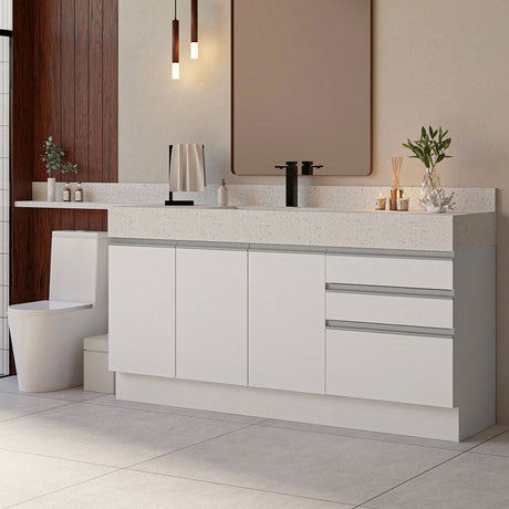Mueble para Lavamanos Blanco 180x84cm Individual sin Lavamanos con Tres Cajones - MUEBLES PARA LAVAMANOS | Bylmo