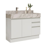 Mueble para Lavamanos Blanco 120x81cm Individual Sin Lavamanos con Patas y Tres Cajones - MUEBLES PARA LAVAMANOS | Bylmo