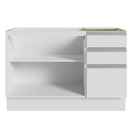 Mueble para Lavamanos Blanco 120x81cm Individual Sin Lavamanos con Patas y Tres Cajones - MUEBLES PARA LAVAMANOS | Bylmo