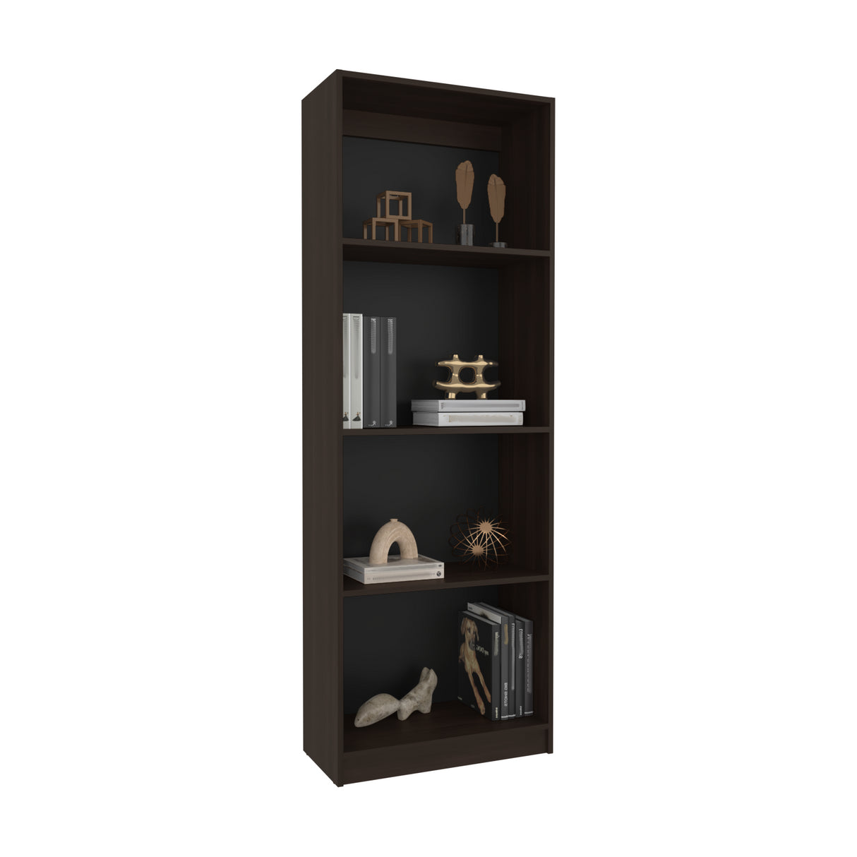 Estantería Home Nogal 62.8x180.6cm Rectangular con Tres Entrepaños y Cuatro Compartimientos - BIBLIOTECAS Y ESTANTERIAS | Bylmo