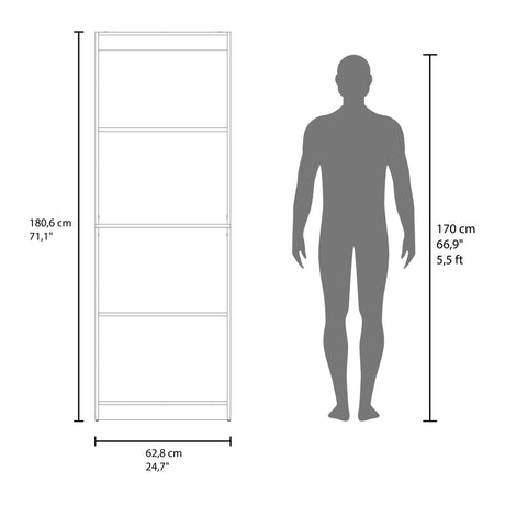 Estantería Home Nogal 62.8x180.6cm Rectangular con Tres Entrepaños y Cuatro Compartimientos - BIBLIOTECAS Y ESTANTERIAS | Bylmo