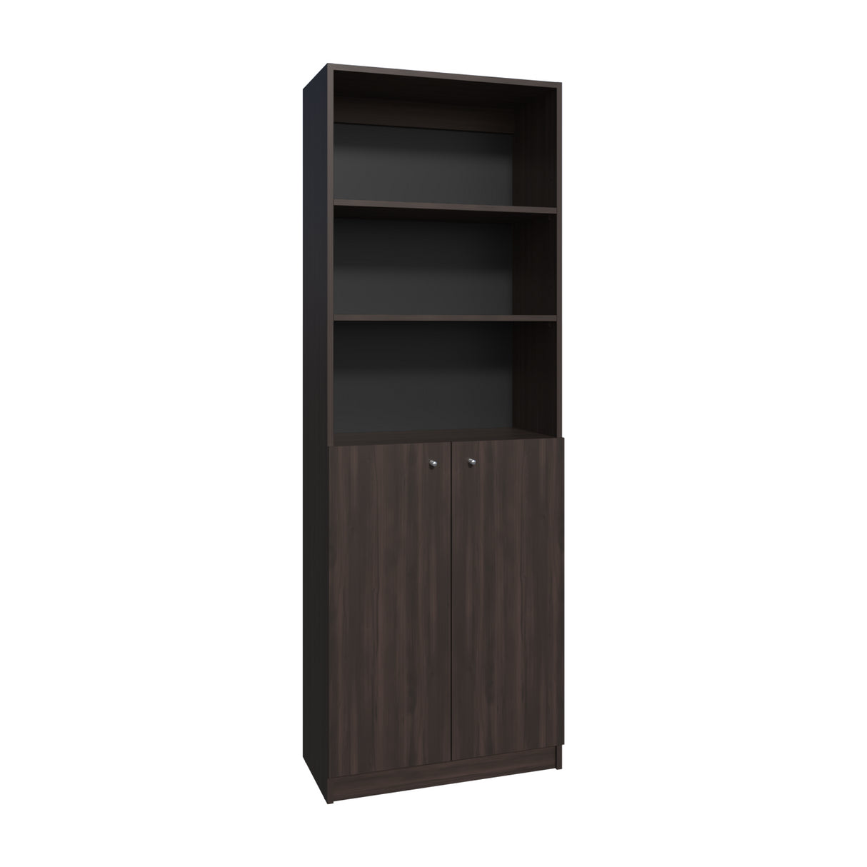 Estantería Home Nogal 62.8x180.6cm Rectangular con Tres Entrepaños y Dos Puertas - BIBLIOTECAS Y ESTANTERIAS | Bylmo