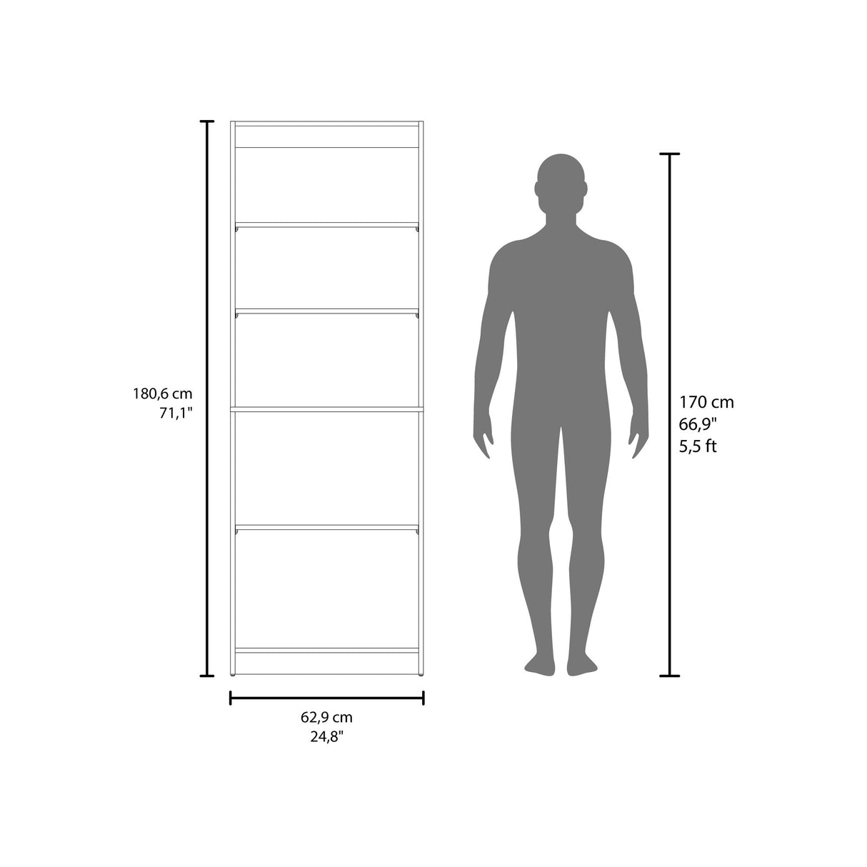 Estantería Home Nogal 62.8x180.6cm Rectangular con Tres Entrepaños y Dos Puertas - BIBLIOTECAS Y ESTANTERIAS | Bylmo