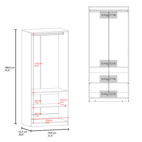 Closet Wenden Wengue 80x189cm con Dos Entrepaños - CLOSETS | Bylmo