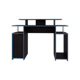 Escritorio Gamer Keria Wengue y Azul 120x88.5cm sin Cajones y con Organizador de Libros - ESCRITORIOS | Bylmo