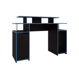 Escritorio Gamer Keria Wengue y Azul 120x88.5cm sin Cajones y con Organizador de Libros - ESCRITORIOS | Bylmo