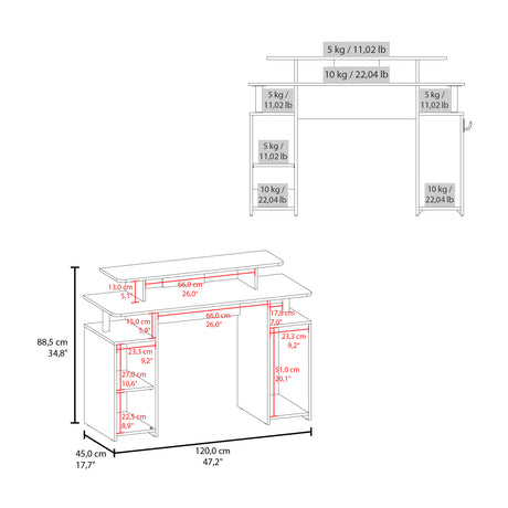 Escritorio Gamer Keria Wengue y Azul 120x88.5cm sin Cajones y con Organizador de Libros - ESCRITORIOS | Bylmo