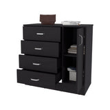 Cómoda Katie Wengue 80x79.5cm de Cuatro Hileras y con Espacio para TV - CAJONERAS Y COMODAS | Bylmo