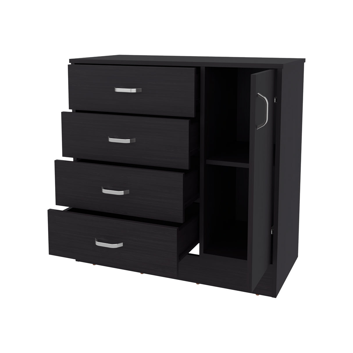 Cómoda Katie Wengue 80x79.5cm de Cuatro Hileras y con Espacio para TV - CAJONERAS Y COMODAS | Bylmo