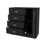 Cómoda Katie Wengue 80x79.5cm de Cuatro Hileras y con Espacio para TV - CAJONERAS Y COMODAS | Bylmo