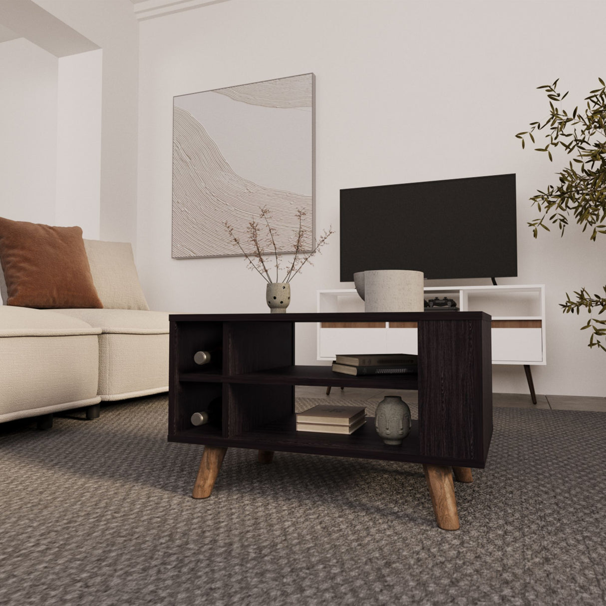 Mesa de Centro Lane Wengue 66.3x40cm Rectangular con Compartimientos - MESAS DE CENTRO | Bylmo