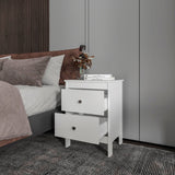 Mesa de Noche Newcastle Blanco 48x66cm con Dos Cajones y con Patas - MESAS DE NOCHE | Bylmo