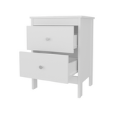 Mesa de Noche Newcastle Blanco 48x66cm con Dos Cajones y con Patas - MESAS DE NOCHE | Bylmo