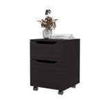 Mesa de Noche Ethan Wengue 42x57.6cm con Dos Cajones y con Ruedas - MESAS DE NOCHE | Bylmo